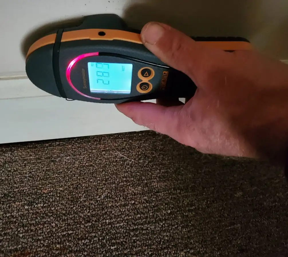 Moisture detection at baseboard during Sewage Cleanup & Sanitation in Carlisle